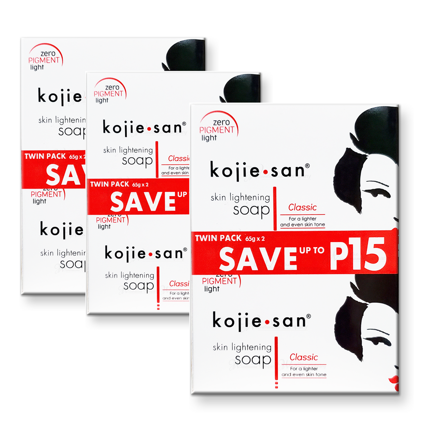 Original Kojie San Kojic Acid Skin Whitening Soap 65g x 6 Bars