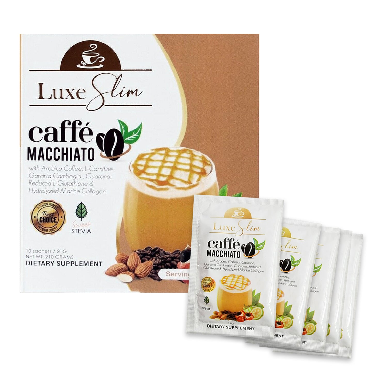 Luxe Slim Caffee MACCHIATO With Collagen & L-Glutathione, 10 Sachets